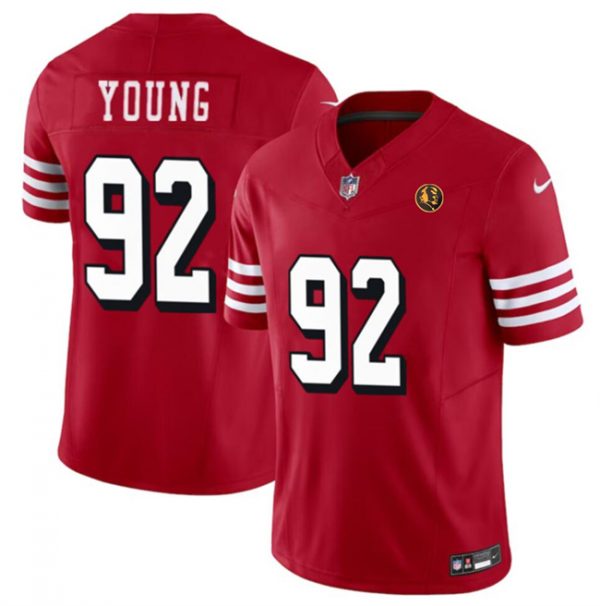 Men San Francisco 49ers #92 Chase Young New Red 2023 F.U.S.E. With John Madden Patch Vapor Limited Stitched Football Jersey