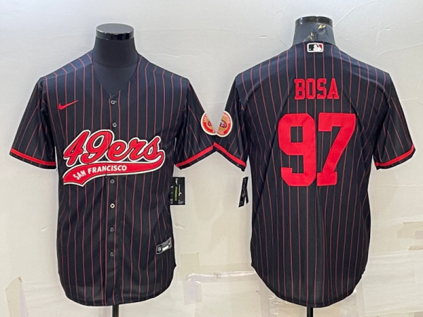 Men San Francisco 49ers #97 Nick Bosa Black Cool Base Stitched Baseball Jersey