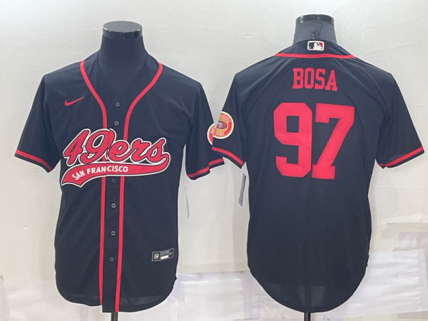 Men San Francisco 49ers #97 Nick Bosa Black Cool Base Stitched Baseball Jersey