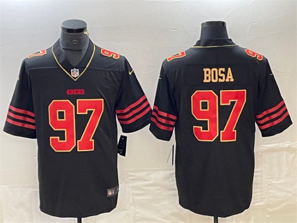 Men San Francisco 49ers #97 Nick Bosa Black Gold Stitched Jersey