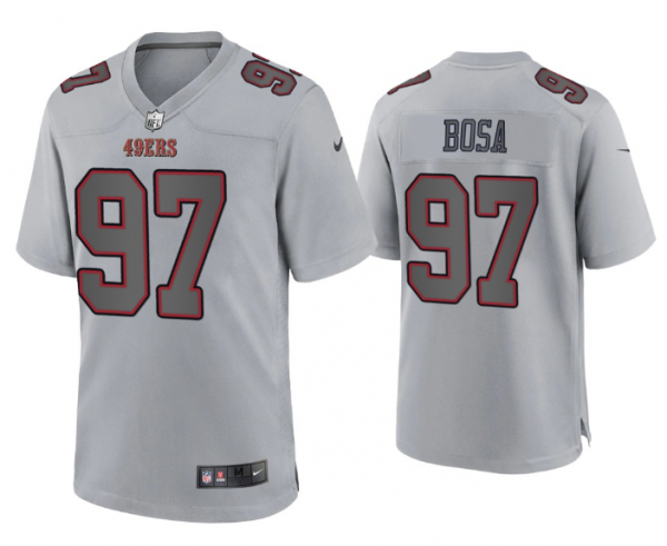 Men San Francisco 49ers #97 Nick Bosa Grey Atmosphere Fashion Stitched Game Jersey