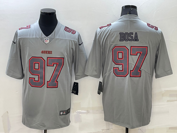 Men San Francisco 49ers #97 Nick Bosa Grey Atmosphere Fashion Stitched Jersey