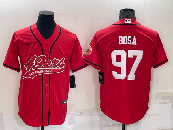 Men San Francisco 49ers #97 Nick Bosa Red Cool Base Stitched Baseball Jersey
