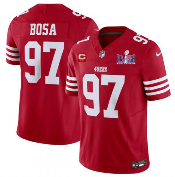 Men San Francisco 49ers #97 Nick Bosa Red F.U.S.E. Super Bowl LVIII Patch And 2-star C Patch Vapor Untouchable Limited Stitched Football Jersey