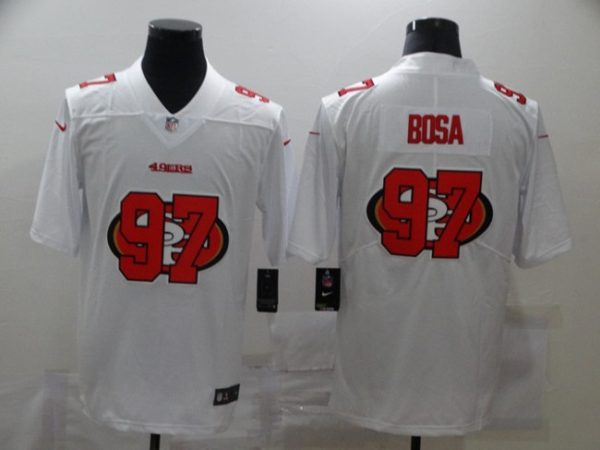 Men San Francisco 49ers #97 Nick Bosa White Shadow Logo Limited Stitched Jersey