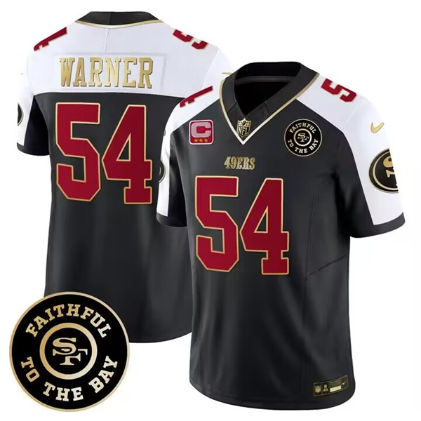 San Francisco 49ers Active Player Custom White balck 2023 F.U.S.E. With 3-Star C Patch and Faithful To The Bay Patch Stitched Football Jersey