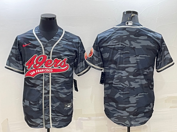 Men San Francisco 49ers Blank Grey Camo With Patch Cool Base Stitched Baseball Jersey