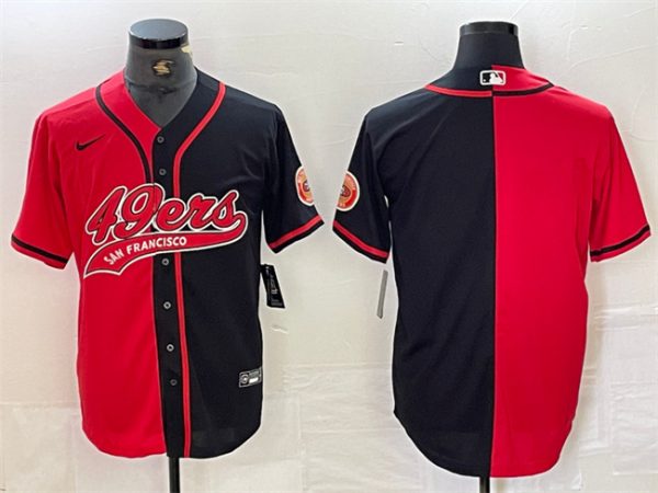 Men San Francisco 49ers Blank Red/Black Split With Patch Cool Base Stitched Baseball Jersey