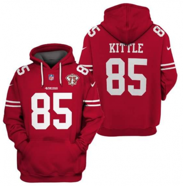 San Francisco 49ers Customized Red 75th Anniversary Alternate Pullover Hoodie