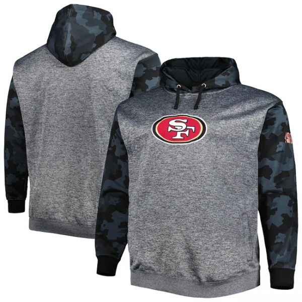 Men San Francisco 49ers Heather Charcoal Big & Tall Camo Pullover Hoodie