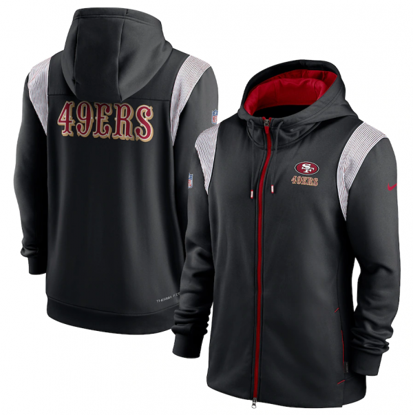 Men San Francisco 49ers Nike Black Performance Sideline Lockup Full-Zip Hoodie