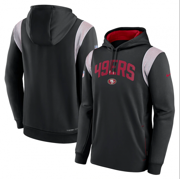 Men San Francisco 49ers Nike Black Sideline Athletic Stack Performance Pullover Hoodie