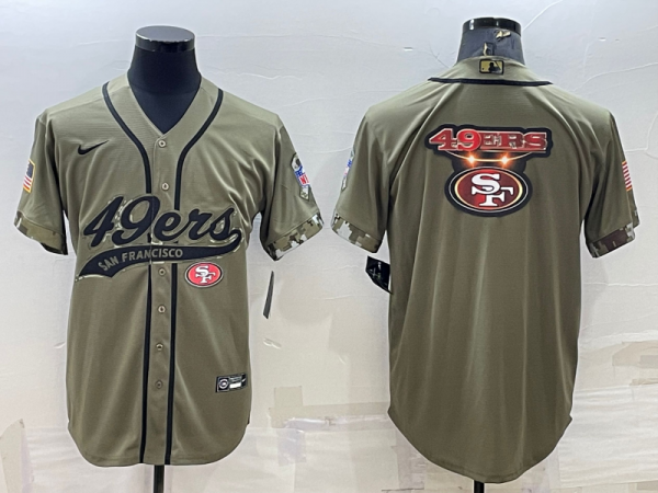Men San Francisco 49ers Olive Salute to Service Team Big Logo Cool Base Stitched Baseball Jersey