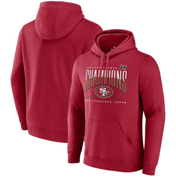Men San Francisco 49ers Scarlet 2023 NFC Champions Hometown Pullover Hoodie