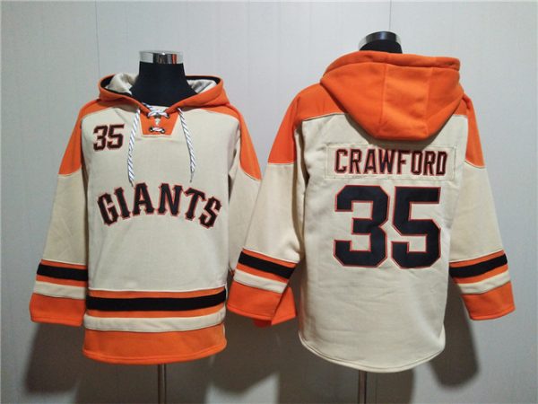 Men San Francisco Giants #35 Brandon Crawford Cream Ageless Must-Have Lace-Up Pullover Hoodie