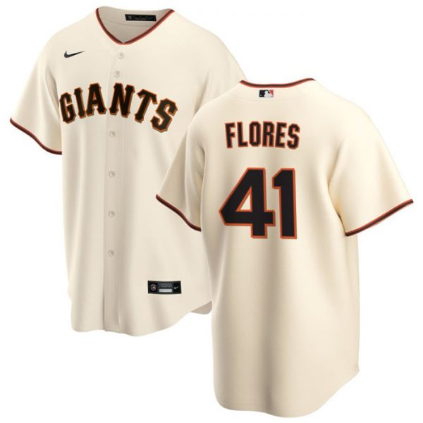 Men San Francisco Giants #41 Wilmer Flores Cream Cool Base Stitched Jersey