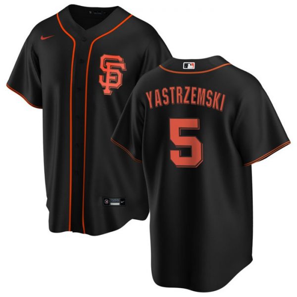 Men San Francisco Giants #5 Mike Yastrzemski Black Cool Base Stitched Jersey