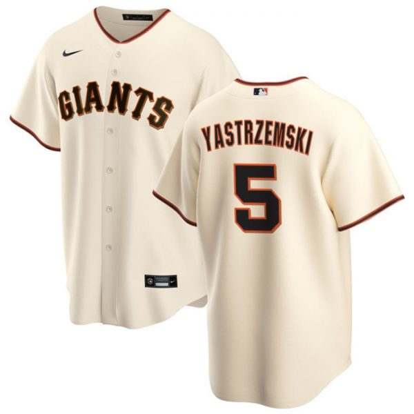Men San Francisco Giants #5 Mike Yastrzemski Cream Cool Base Stitched Jersey