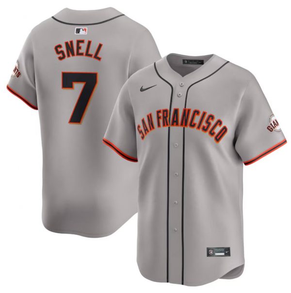 Men San Francisco Giants #7 Blake Snell Grey Away Limited Stitched Baseball Jersey