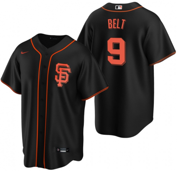Men San Francisco Giants #9 Brandon Belt Black Cool Base Stitched Jersey