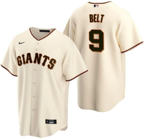 Men San Francisco Giants #9 Brandon Belt Cream Cool Base Stitched Jersey