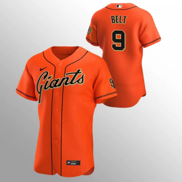 Men San Francisco Giants #9 Brandon Belt Orange Flex Base Stitched Jersey