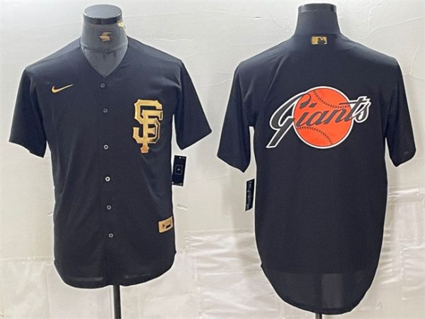 Men San Francisco Giants Black Team Big Logo Cool Base Stitched Baseball Jersey