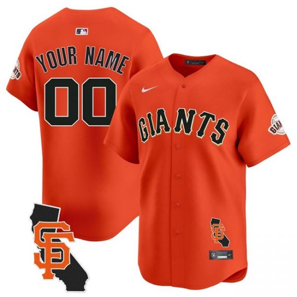 San Francisco Giants Customized Orange California Patch Vapor Premier Limited Stitched Jersey