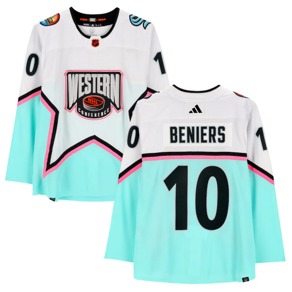 Men Seattle Kraken #10 Matty Beniers 2023 White All-Star Game Stitched Jersey