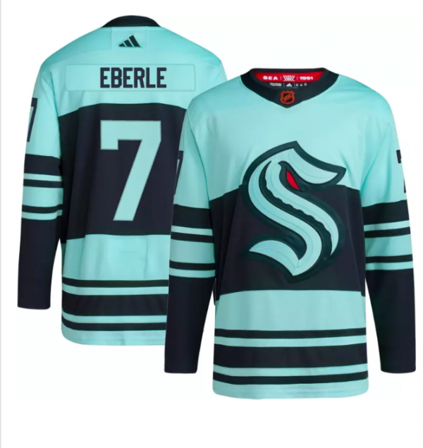 Men Seattle Kraken #7 Jordan Eberle Ice Blue 2022-23 Reverse Retro Stitched Jersey