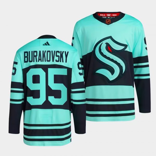 Men Seattle Kraken #95 Andre Burakovsky Ice Blue 2022-23 Reverse Retro Stitched Jersey