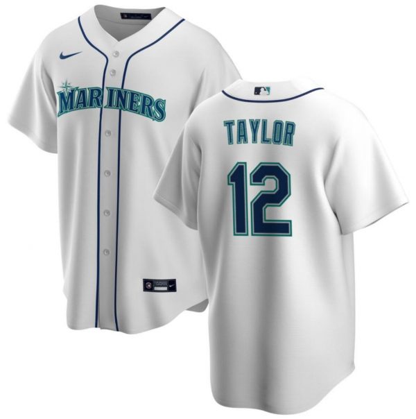 Men Seattle Mariners #12 Samad Taylor White Cool Base Stitched jersey