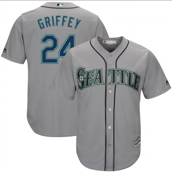 Men Seattle Mariners #24 Ken Griffey Jr. Grey Cool Base Stitched jersey
