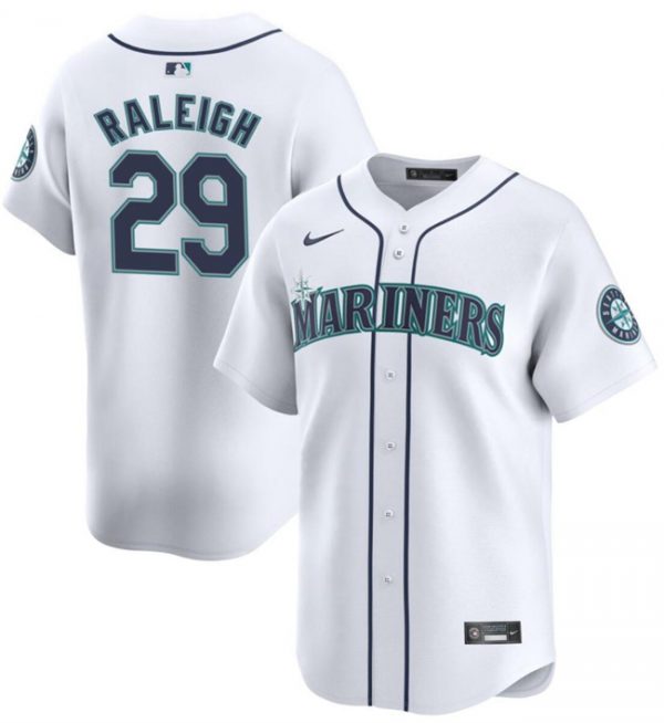 Men Seattle Mariners #29 Cal Raleig White 2024 Home Limited Stitched jersey