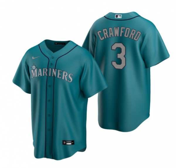 Men Seattle Mariners #3 J.P. Crawford Aqua Cool Base Stitched jersey