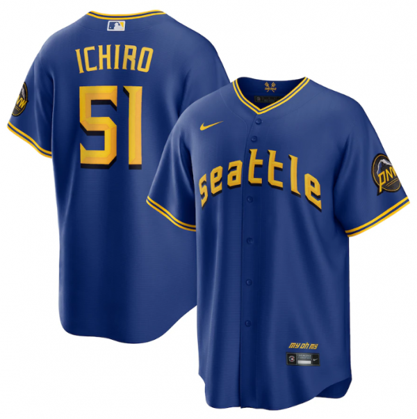Men Seattle Mariners #51 Ichiro Suzuki Royal 2023 City Connect Cool Base Stitched Baseball Jersey