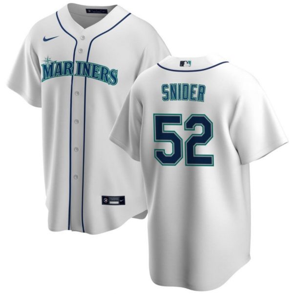 Men Seattle Mariners #52 Collin Snider White Cool Base Stitched jersey