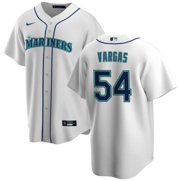Men Seattle Mariners #54 Carlos Vargas White Cool Base Stitched jersey
