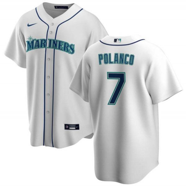 Men Seattle Mariners #7 Jorge Polanco White Cool Base Stitched jersey
