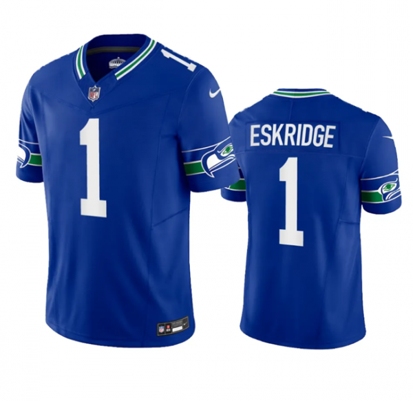 Men Seattle Seahawks #1 Dee Eskridge Royal 2023 F.U.S.E. Vapor Limited Throwback Stitched Jersey