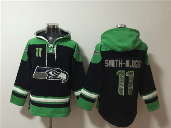 Men Seattle Seahawks #11 Jaxon Smith-Njigba Black Ageless Must-Have Lace-Up Pullover Hoodie