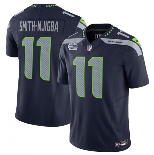 Men Seattle Seahawks #11 Jaxon Smith-Njigba Navy 2023 F.U.S.E. With Prem1ere Patch 90th Anniversary Vapor Untouchable Limited Stitched Football Jersey