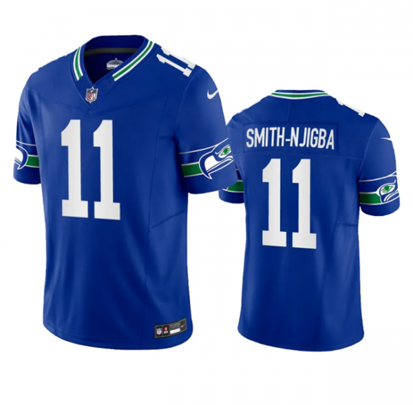 Men Seattle Seahawks #11 Jaxon Smith-Njigba Royal 2023 F.U.S.E. Vapor Limited Throwback Stitched Jersey