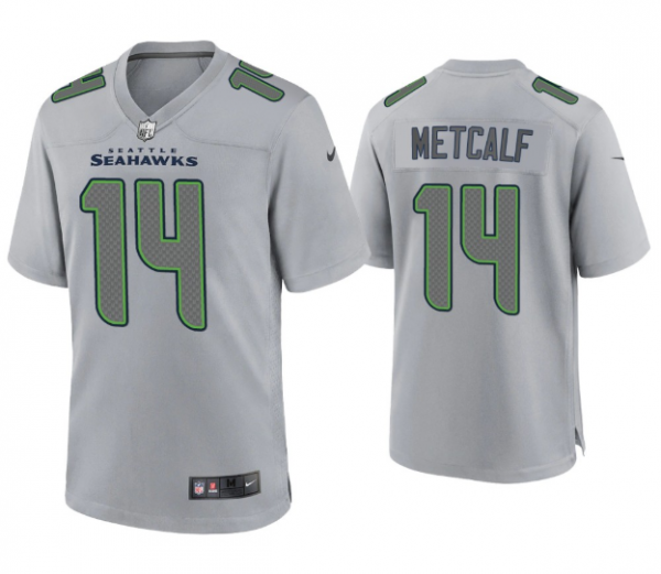 Men Seattle Seahawks #14 D.K. Metcalf Grey Atmosphere Fashion Stitched Game Jersey