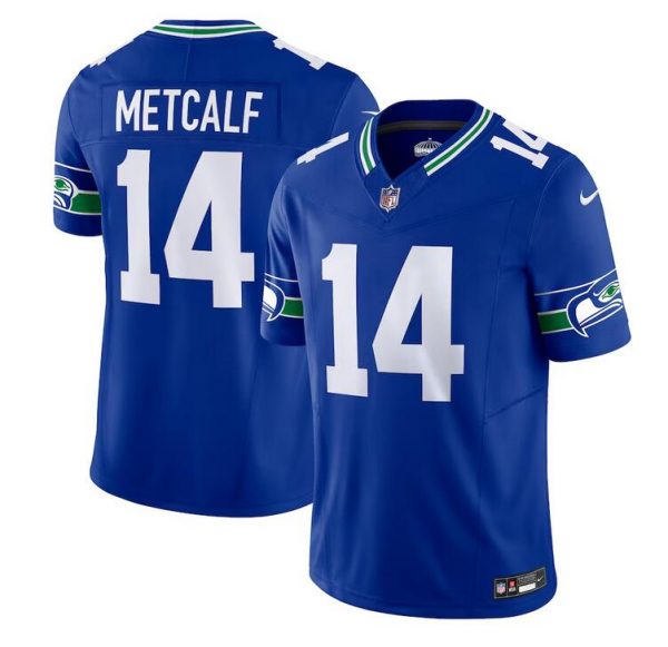 Men Seattle Seahawks #14 DK Metcalf Royal Throwback Vapor F.U.S.E. Limited Stitched Football Jersey