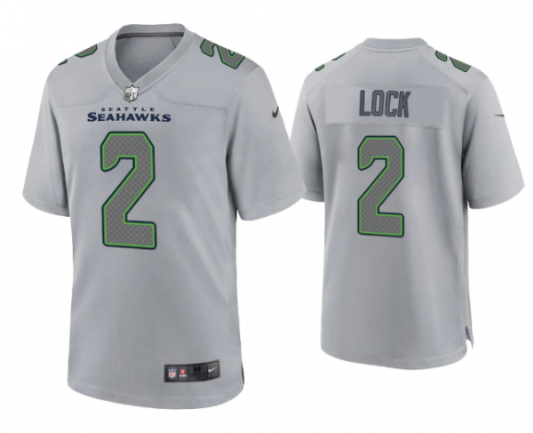 Men Seattle Seahawks #2 Drew Lock Grey Atmosphere Fashion Stitched Game Jersey