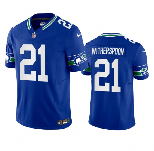 Men Seattle Seahawks #21 Artie Burns Royal 2023 F.U.S.E. Vapor Limited Throwback Stitched Jersey