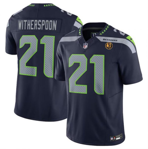 Men Seattle Seahawks #21 Devon Witherspoon Navy 2023 F.U.S.E. With John Madden Patch Vapor Limited Stitched Football Jersey