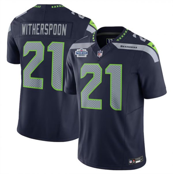 Men Seattle Seahawks #21 Devon Witherspoon Navy 2023 F.U.S.E. With Prem1ere Patch 90th Anniversary Vapor Untouchable Limited Stitched Football Jersey