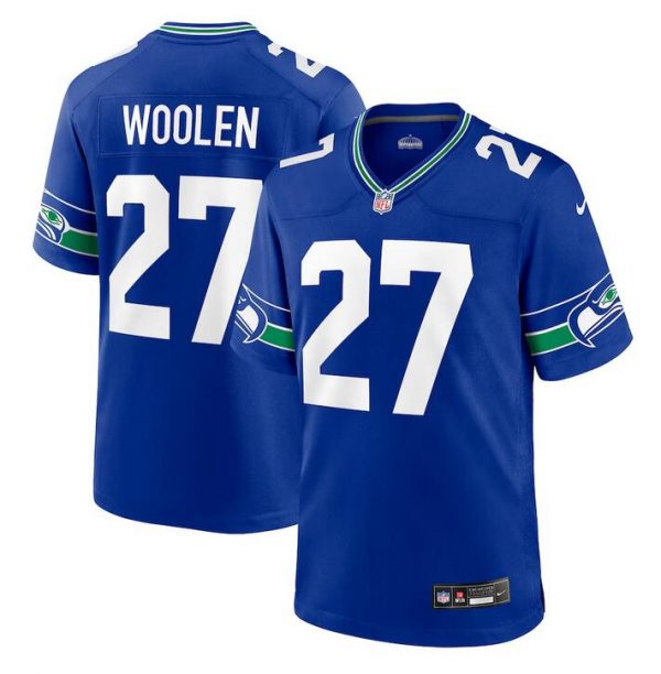 Men Seattle Seahawks #27 Tariq Woolen Royal Throwback Player Stitched Game Jersey